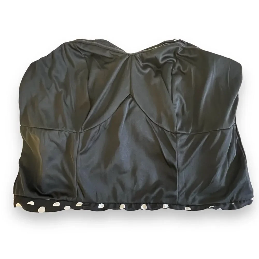 Ashley Stewart Ruched Polka Dot Bustier, Size 22/24 Black/White